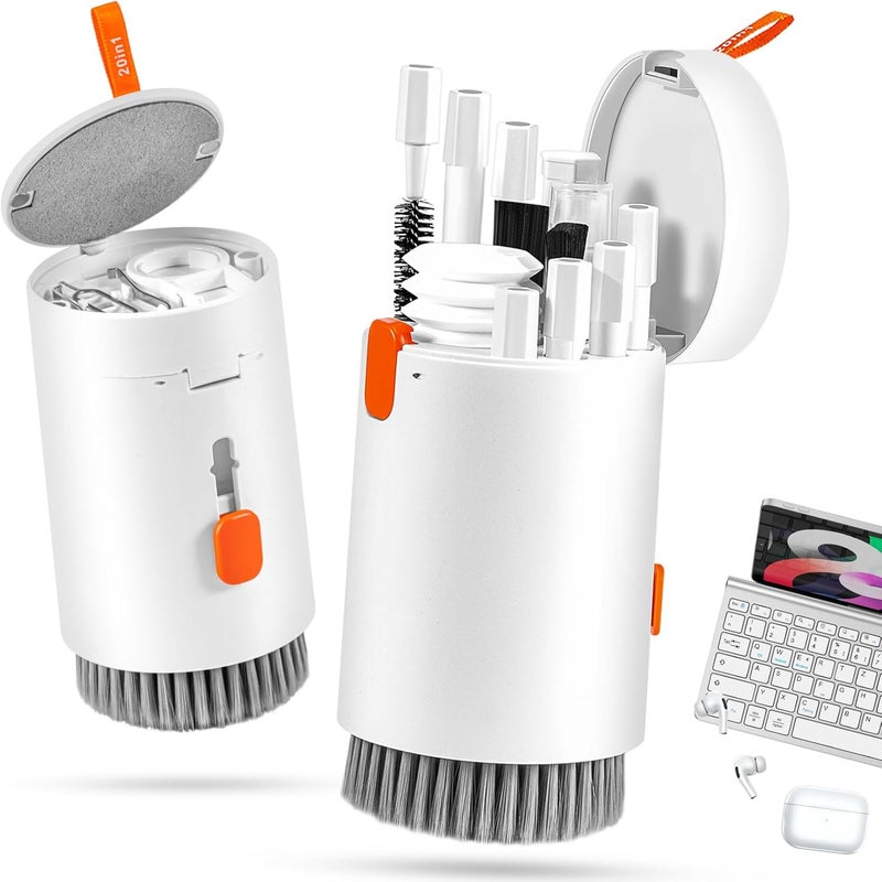 walrfid 2 Pack Laptop Phone Screen Cleaner Kit, Computer Keyboard Brush Cleaning Spray for iPhone AirPods MacBook iPad, 20-in-1 Electronic Device Tool for Camera Earbud TV Tablet Car Screens, White - Image 1